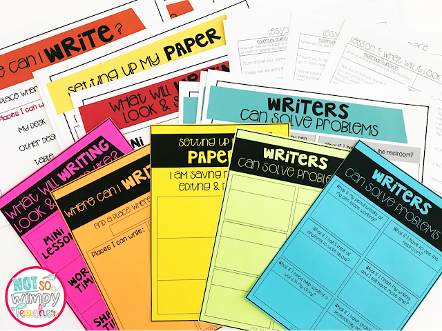 Getting writing workshop started resources on brightly colored paper