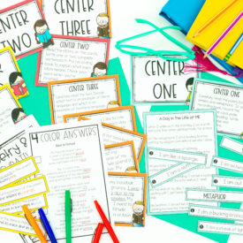 Center supplies including handouts, hole punch and pencils for Improving the Quality of Student Work in Centers