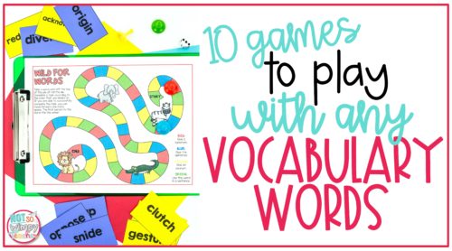 Cover image showing a printable game for Ten games to play with any vocabulary words