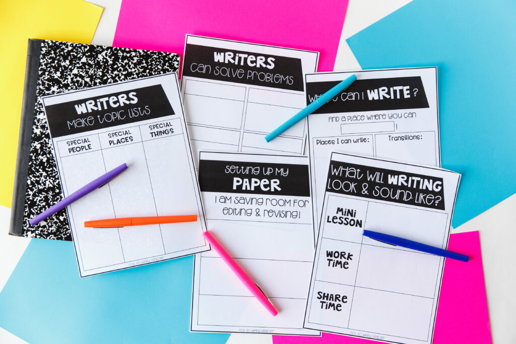 Worksheets from how to get writing workshop started