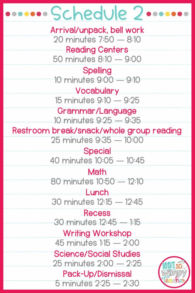 Sample ELA Schedule 2