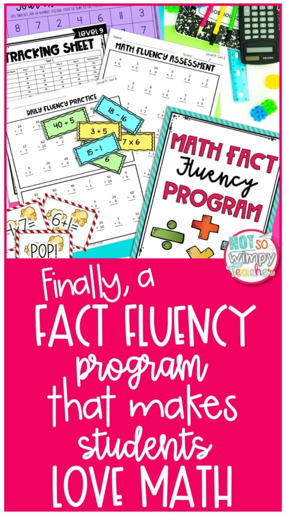 Math Fact fluency pin showing flash cards, games, and practice sheets