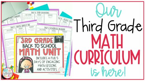Our Third Grade math curriculum is here cover image showing first page of back to school unit