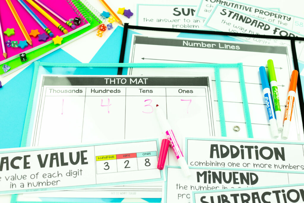 Addition and subtraction place value mats are perfect for math small groups