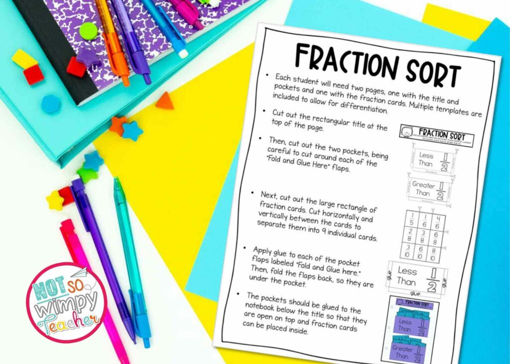 Fraction sort interactive notebook