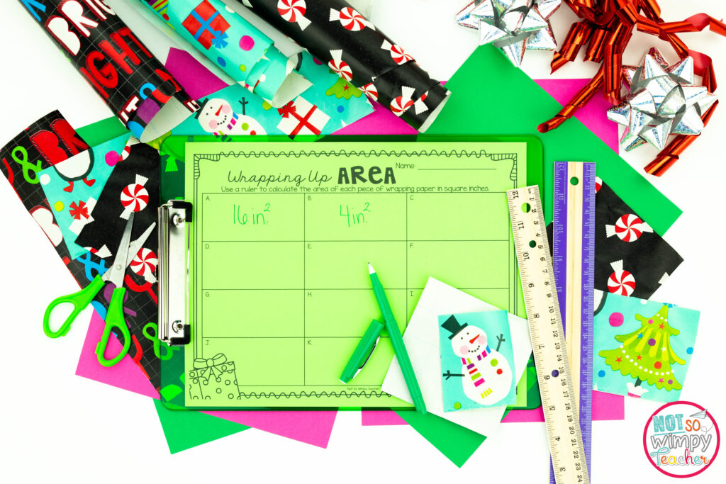 Wrapping up area and perimeter is a fun, FREE holiday activity