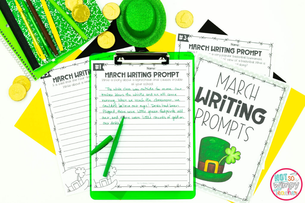March Free Writing prompts are great St. Patrick's Day activitis