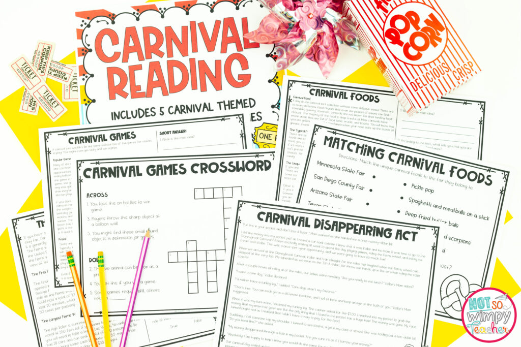 Carnival week reading passages are fun and engaging