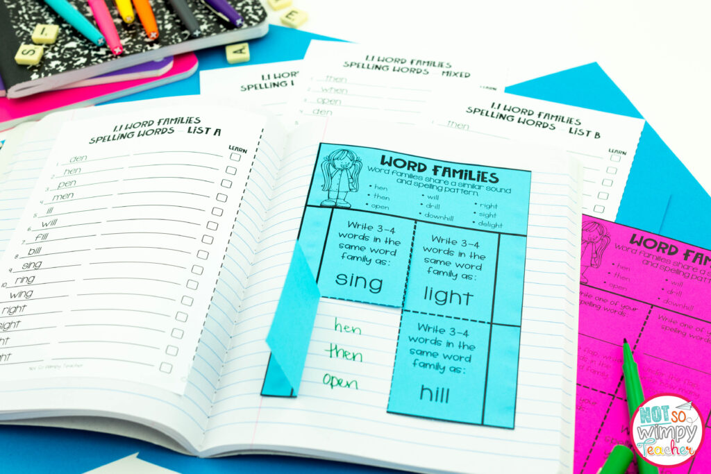Interactive notebook activities make teaching spelling easy and fun