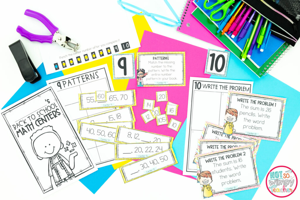 Back to school math centers make introducing math workshop easy