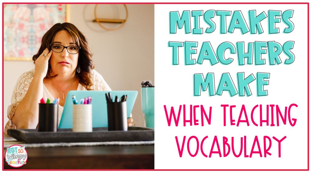 Mistakes teachers make when teaching vocabulary cover image showing sad teacher at desk holding her head
