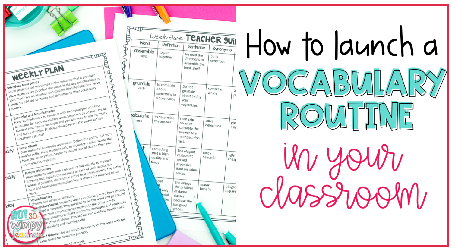 How to Launch a Vocabulary Routine in 10 Minutes a Day - Not So