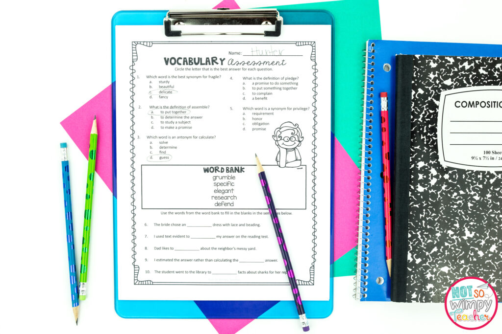 Vocabulary unit assessment