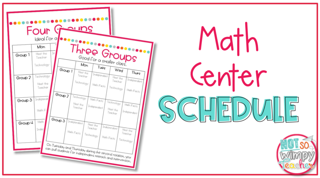 Image of center schedules with image of, "Math center schedule."