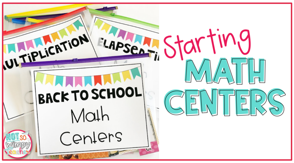 Image says math center pouches and says, "Starting math centers".