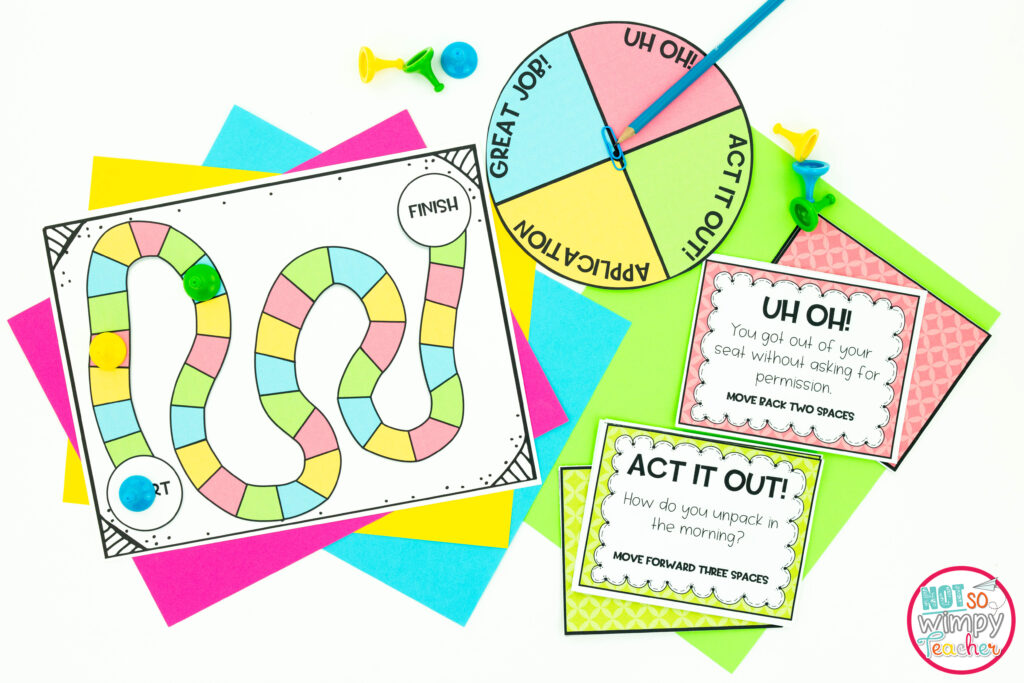 Image shows a back to school fun game to teach procedures.