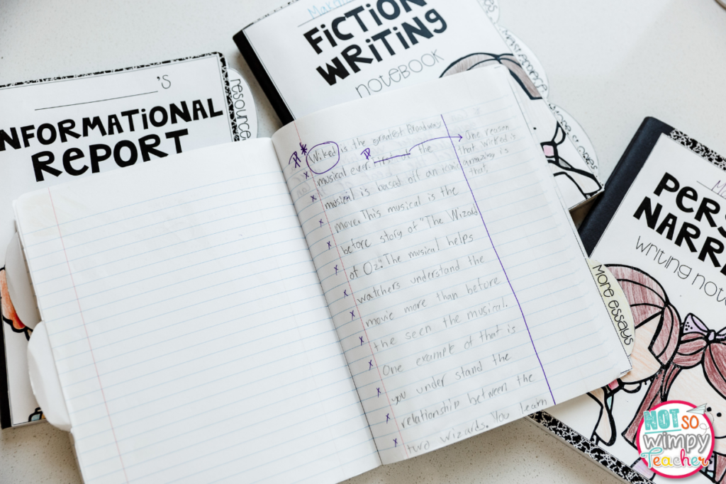 Image shows notebooks students use during a day of writing in my class.