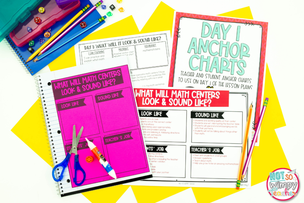 Image shows resources inside the free math centers guide.