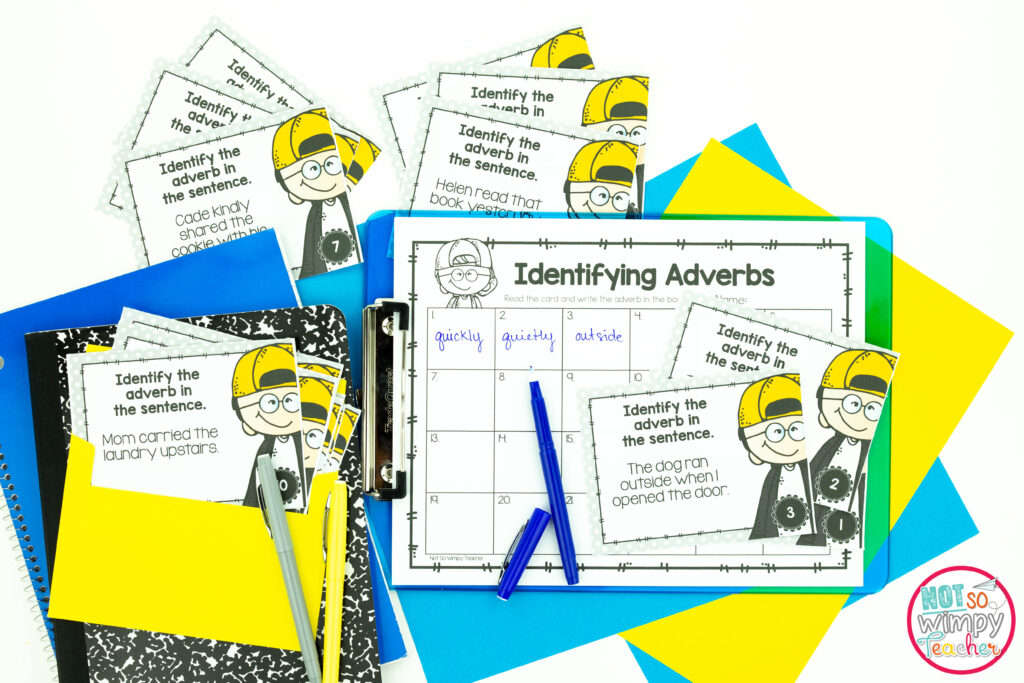 3rd grade grammar task cards and recording sheet