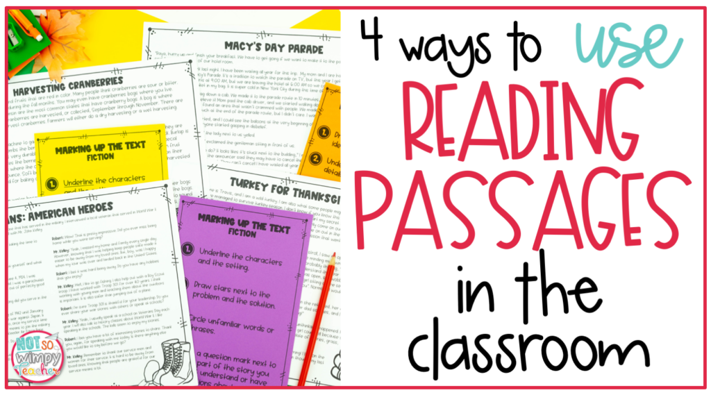 Image of reading passages with text that says, "4 ways to use reading passages in the classroom".