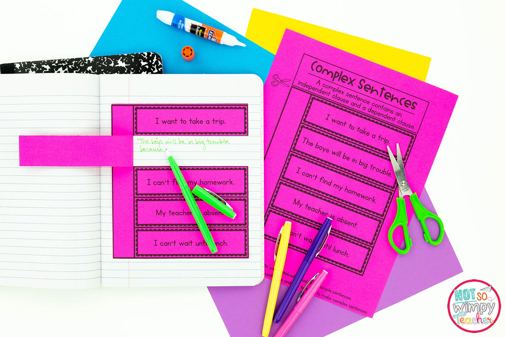 A interactive notebook on complex sentence used for teaching grammar.