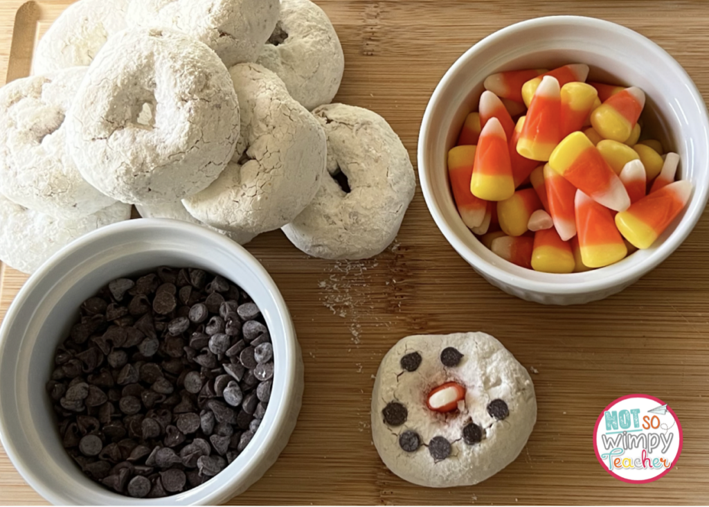 snowman powdered donuts