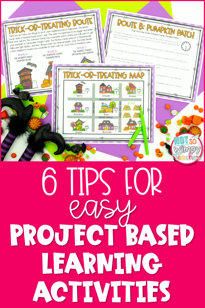 Image of a Halloween activity with text that says, "6 tips for easy project based learning activities".