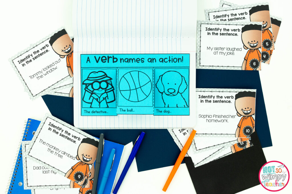 This image shows sample activity pages from the grammar bundles. One way to teach grammar is to include interactive notebook activities as part of the weekly schedule. 