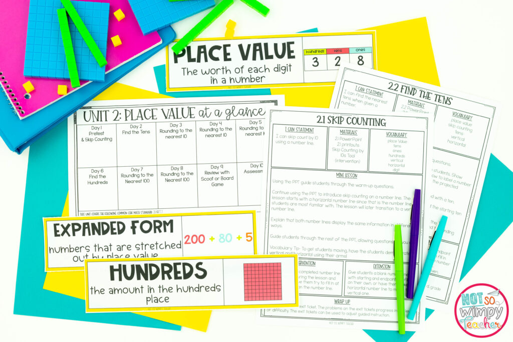 This image shows sample pages from my math curriculum. This curriculum is available for grades 2-4. The second grade curriculum is currently a growing bundle. 