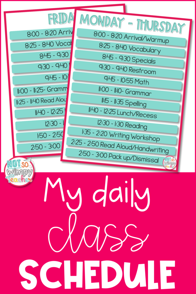 Daily classroom schedule pin