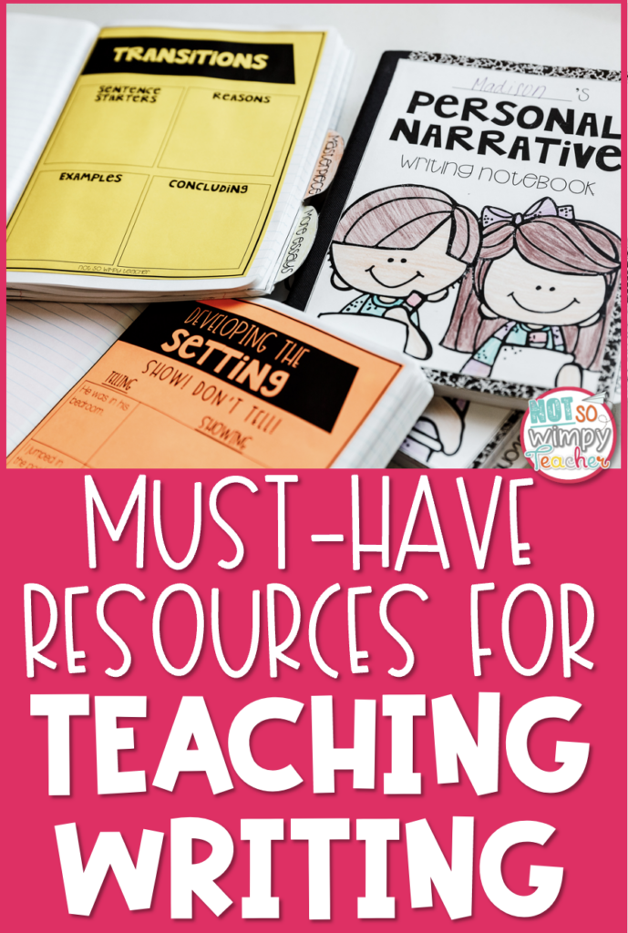 Pin for "Must Have Resources for Teaching Writing." 
