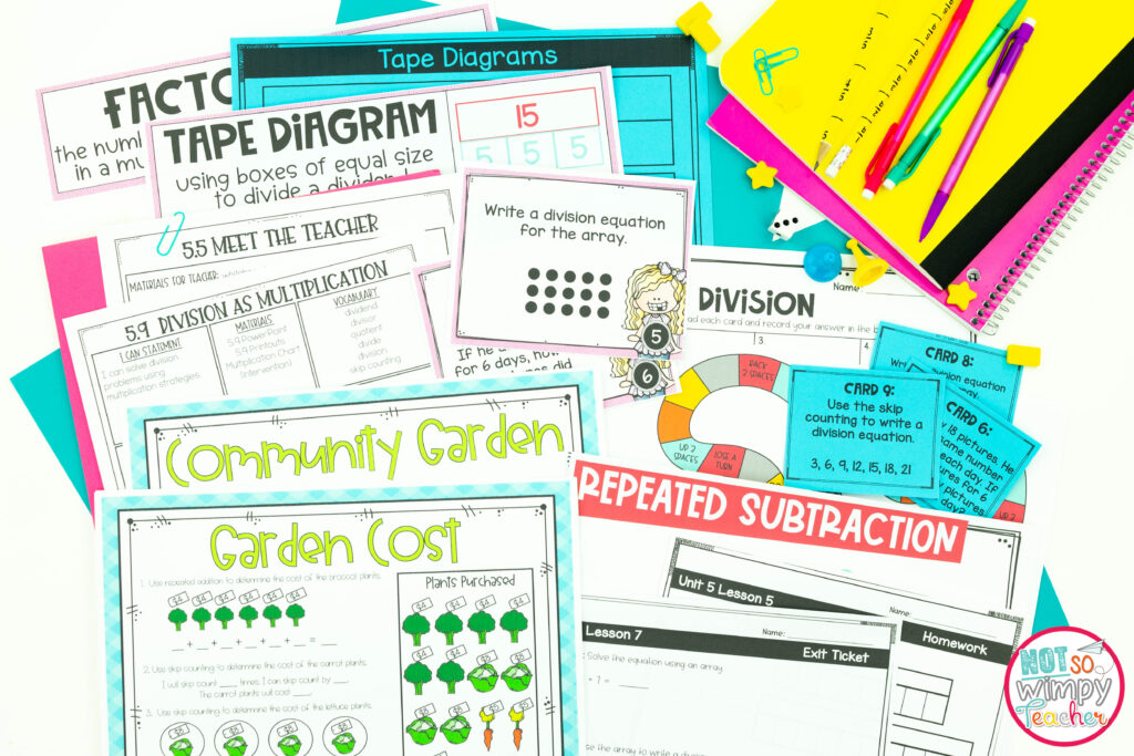 Make teaching math easy and simple with my done-for-you math curriculum bundles. Shown here are sample pages from the 4th grade math curriculum bundle. 