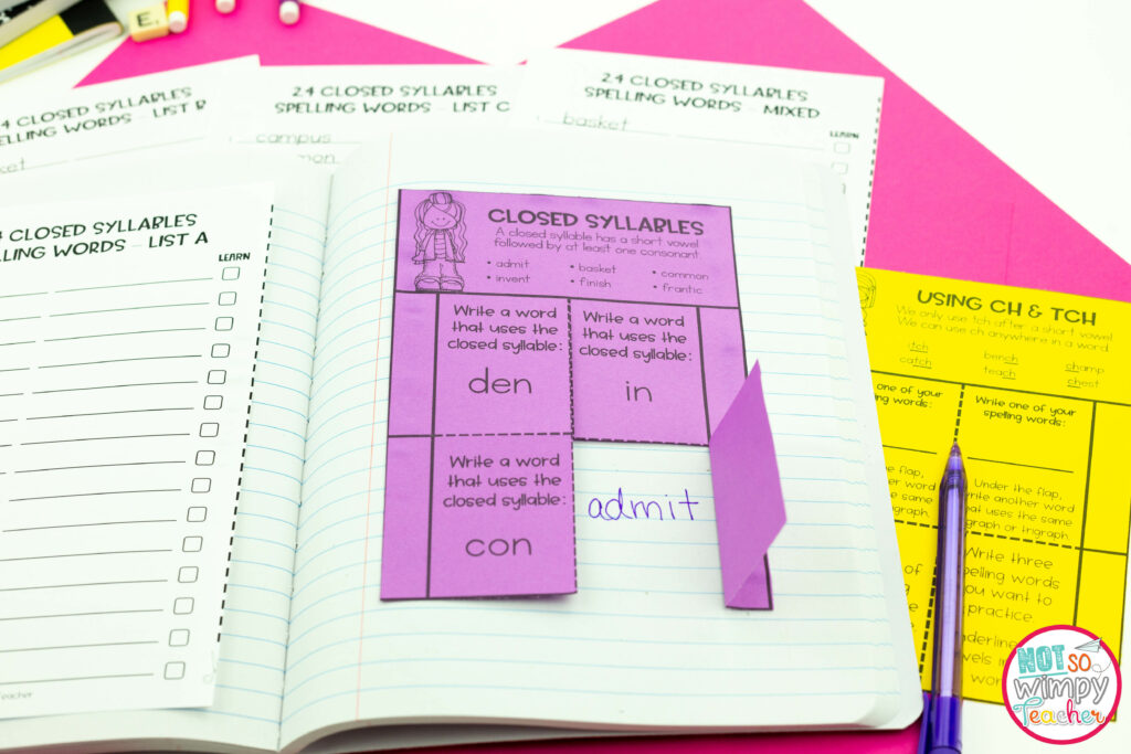 Interactive notebooks are the perfect simple spelling activity. These are included in the spelling curriculum for second and third grades. 