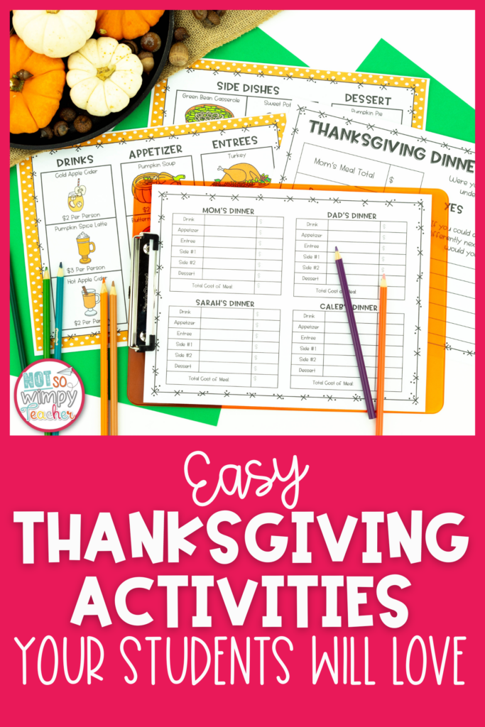 Easy Thanksgiving Activities Your Students Will Enjoy pin