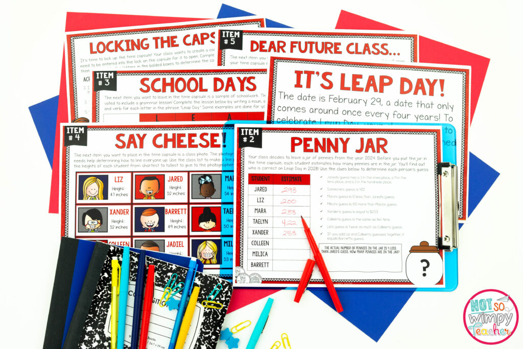 This image shows sample pages from our free Leap Day activities. Celebrate this holiday with fun and engaging math, grammar, reading, and writing lessons. 
