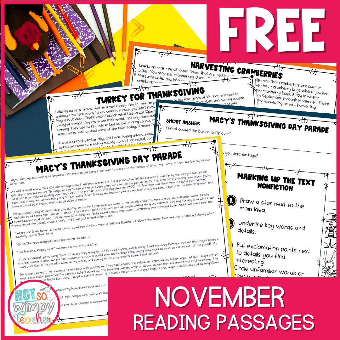 printed reading passages for elementary students