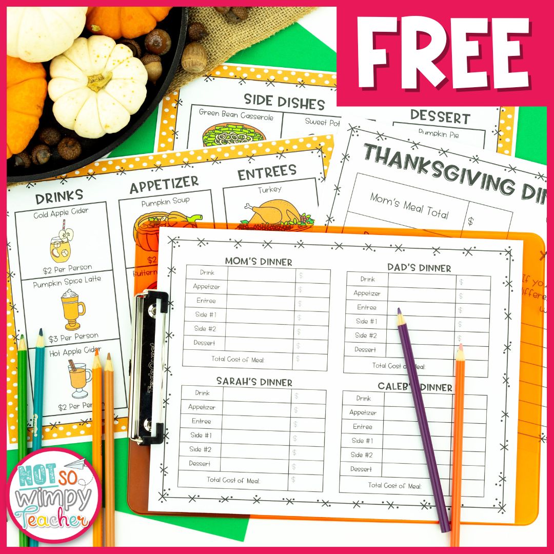 Thanksgiving Project-Based Learning Math Activities for Grades 2-5