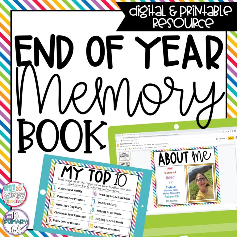 End of Year Memory Book – Digital and Printable - Not So Wimpy Teacher