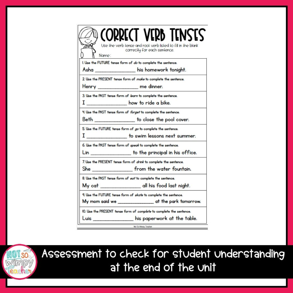 Grammar Fifth Grade Activities: Using Correct Verb Tenses - Not So ...