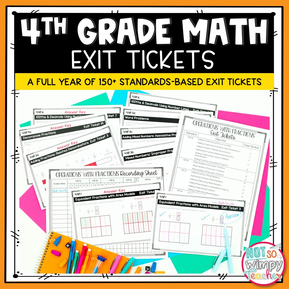 Math Exit Tickets FOURTH GRADE - Not So Wimpy Teacher