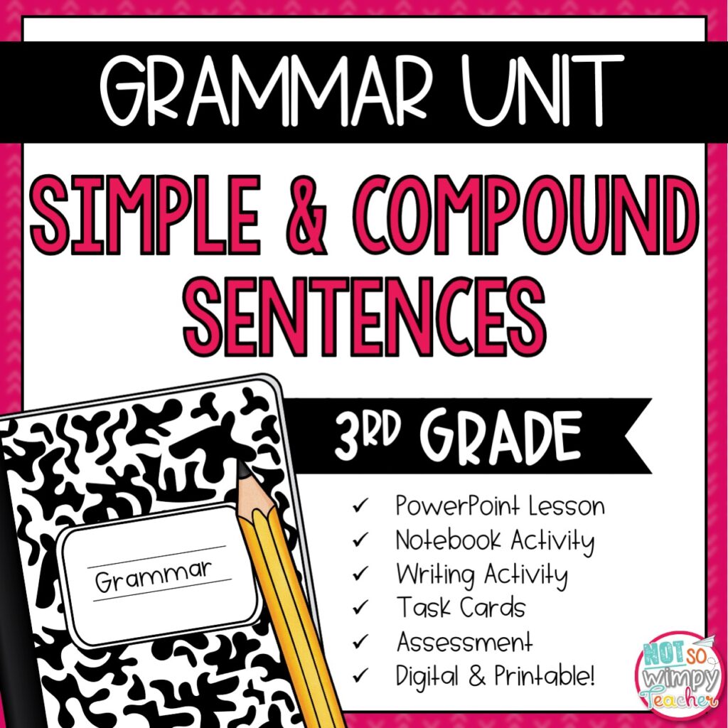 Grammar Third Grade Activities: Simple & Compound Sentences - Not So ...