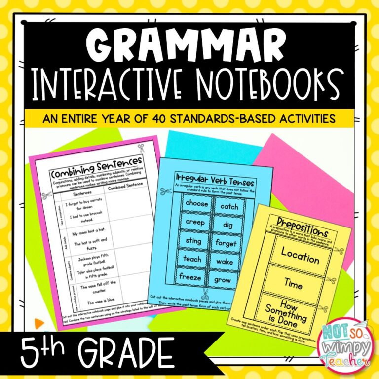 Grammar Interactive Notebook Activities for Fifth Grade - Not So Wimpy ...